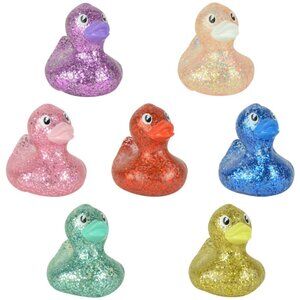 Set of 12 Mini Glitter Rubber Ducks 2 Inch Size Fun Water Toy Ducklings